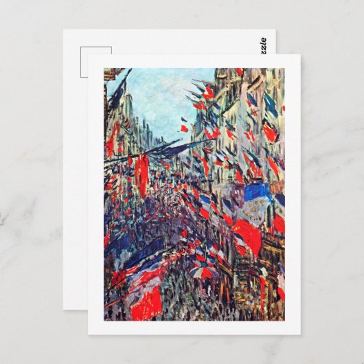 Parijs op nationale dag, Claude Monet Briefkaart (Voorkant / Achterkant)