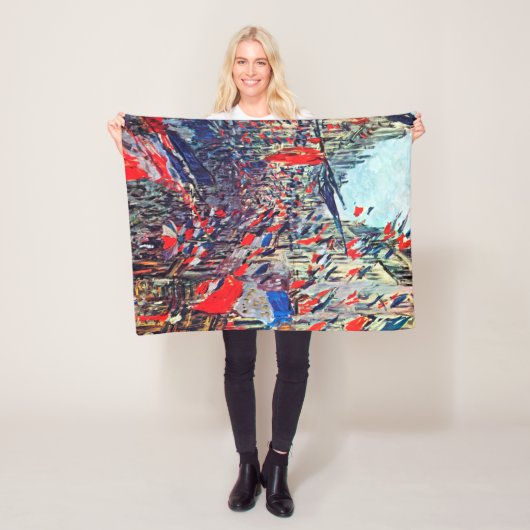 Parijs op nationale dag, Claude Monet Fleece Deken (In situ)