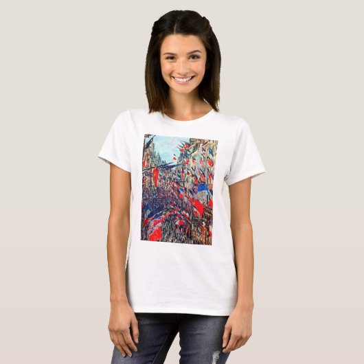 Parijs op nationale dag, Claude Monet T-shirt (Voorkant volledig)