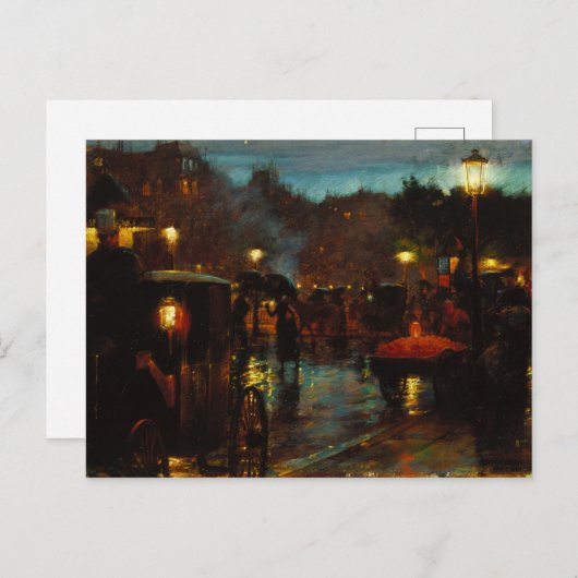 Parijs op Night Canvas Print Briefkaart (Voorkant / Achterkant)