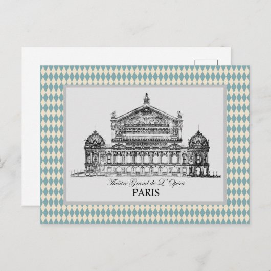  Parijs Opera Illustration Harlequin Briefkaart (Voorkant / Achterkant)