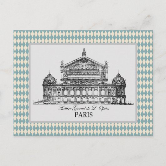  Parijs Opera Illustration Harlequin Briefkaart (Voorkant)
