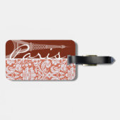 Parijs; Oranje Damask Bagagelabel (Achterkant horizontaal)