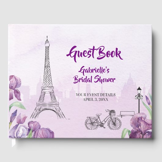 Parijs Paarse Iris Franse Special Event Gastenboek (Voorkant)