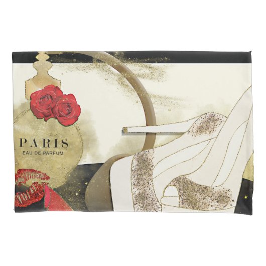 Parijs Parfum Parfums Rozen Hoge Hakken & Lippenst Kussensloop (Voorkant)