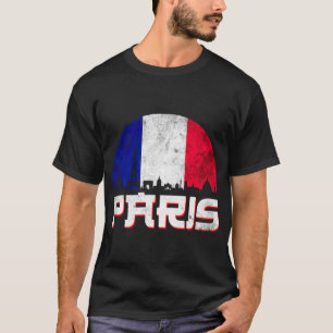 Parijs Parijs Silhouet van de stad Frankrijk Vlag T-shirt