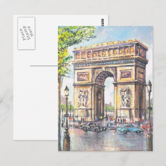 Parijs, Paris Arc de Triumphe; Briefkaart (Voorkant / Achterkant)