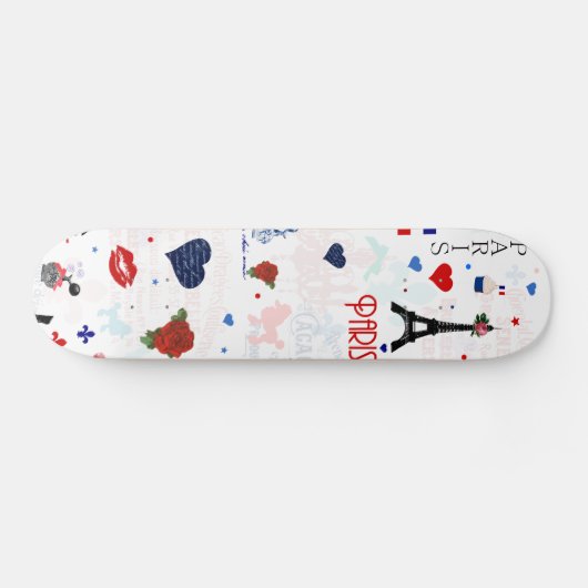 Parijs patroon met Eiffeltoren Persoonlijk Skateboard (Horizontaal)