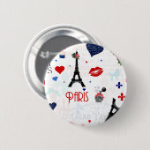 Parijs patroon met Eiffeltoren Ronde Button 5,7 Cm (Voorkant /achterkant)