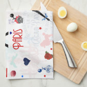 Parijs patroon met Eiffeltoren Theedoek (Quarter Fold)