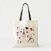 Parijs patroon met Eiffeltoren Tote Bag (Voorkant)
