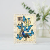 Parijs, pauw en vlinders briefkaart (Staand voorkant)