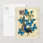 Parijs, pauw en vlinders briefkaart (Voorkant / Achterkant)