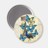 Parijs, pauw en vlinders magneet (Voorkant / Achterkant)