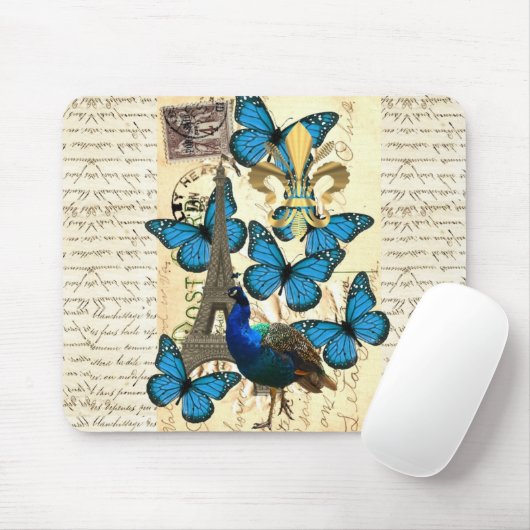 Parijs, pauw en vlinders muismat (Met muis)