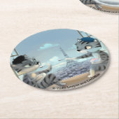 Parijs per dag Round Paper Onderzetters (Set van 6 (Gebogen)