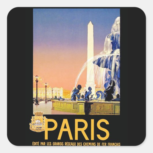 Parijs ~ Place del la Concorde Vierkante Sticker (Voorkant)
