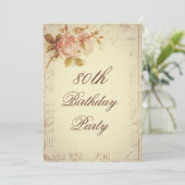 Parijs Postmarks Chic Rozen 80th Birthday Kaart (Staand voorkant)