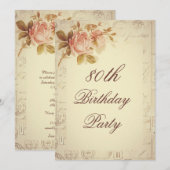 Parijs Postmarks Chic Rozen 80th Birthday Kaart (Voorkant / Achterkant)