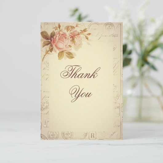 Parijs Postmarks Chic Rozen Dank u Bedankkaart (Staand voorkant)