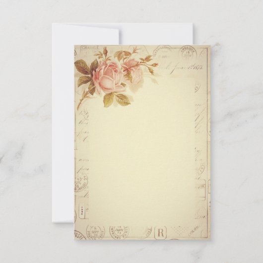  Parijs Postmarks Chic Rozen Dank u Bedankkaart (Achterkant)