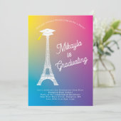 Parijs Rainbow Franse Eiffel Tower Graduparty Kaart (Staand voorkant)