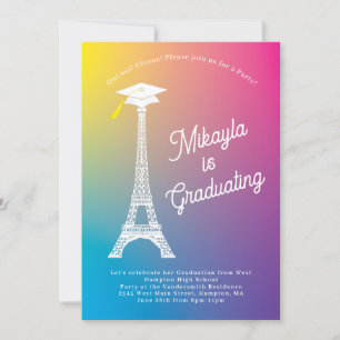 Parijs Rainbow Franse Eiffel Tower Graduparty Kaart