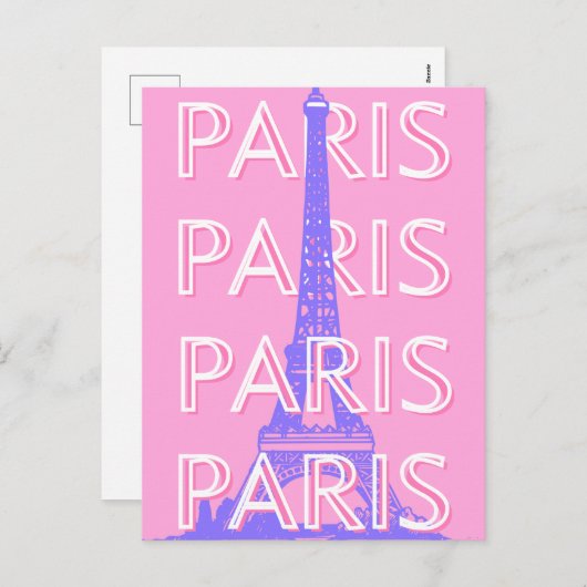 Parijs Reis Kunst, Reis Kunst, Roze Feestdagenkaart (Voorkant / Achterkant)