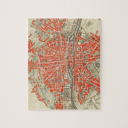 Parijs reiskaart. Oude stad. Retro France Legpuzzel (Verticaal)