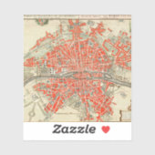 Parijs reiskaart. Oude stad. Retro France Sticker (Vel)