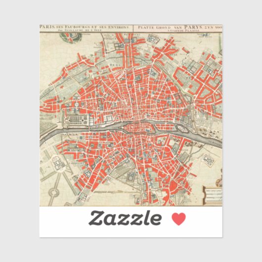  Parijs reiskaart. Oude stad. Retro France Sticker (Vel)