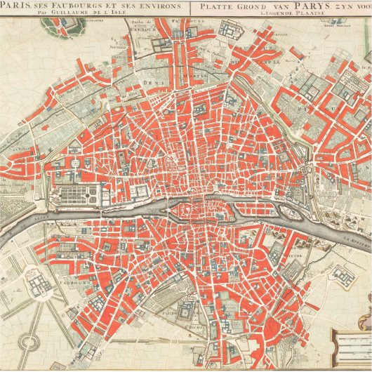 Parijs reiskaart. Oude stad. Retro France Sticker (Voorkant)