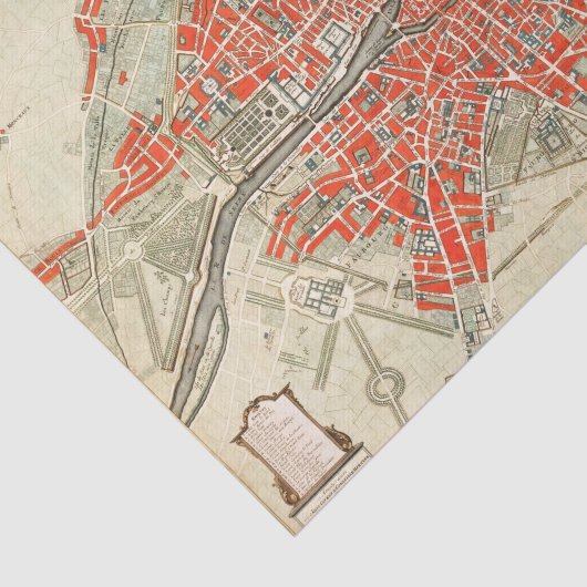  Parijs reiskaart. Oude stad. Retro France Tissuepapier (Detail)
