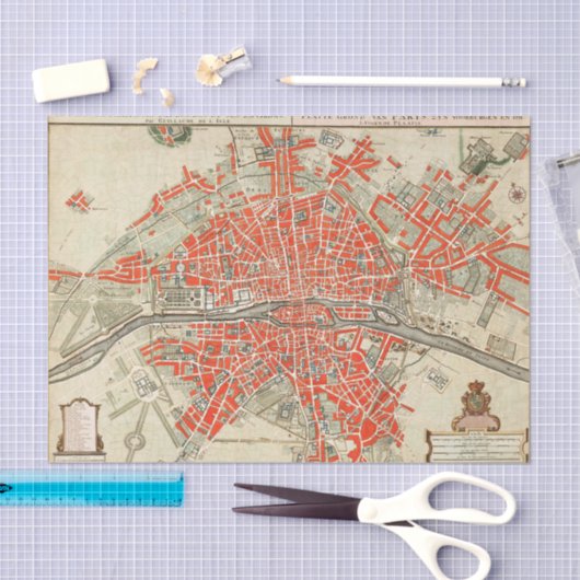  Parijs reiskaart. Oude stad. Retro France Tissuepapier (Craft)
