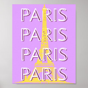 Parijs, reiskunst, minimalistisch, pastelreiskunst poster