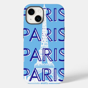 Parijs Reiskunst, Reiskunst, Preppy Kunst, Blauw Case-Mate iPhone 14 Hoesje