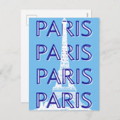Parijs Reiskunst, Reiskunst, Preppy Kunst, Blauw Feestdagenkaart (Voorkant / Achterkant)