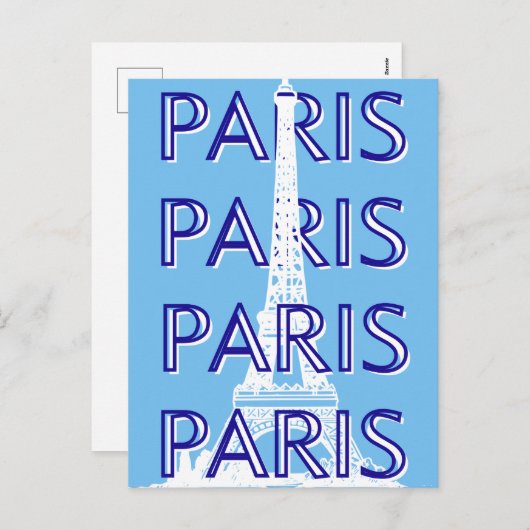 Parijs Reiskunst, Reiskunst, Preppy Kunst, Blauw Feestdagenkaart (Voorkant / Achterkant)