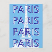 Parijs Reiskunst, Reiskunst, Preppy Kunst, Blauw Feestdagenkaart (Voorkant)