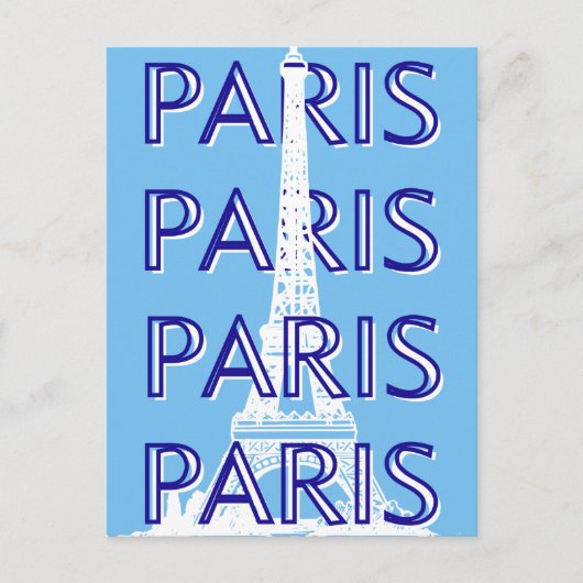 Parijs Reiskunst, Reiskunst, Preppy Kunst, Blauw Feestdagenkaart (Voorkant)