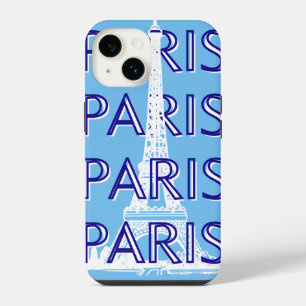 Parijs Reiskunst, Reiskunst, Preppy Kunst, Blauw iPhone 14 Hoesje