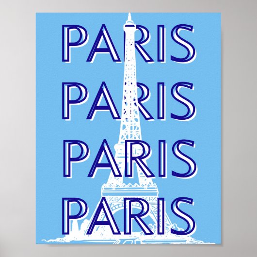 Parijs Reiskunst, Reiskunst, Preppy Kunst, Blauw Poster (Voorkant)
