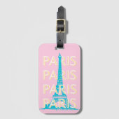 Parijs Reiskunst, Reiskunst, Preppy, Roze Bagagelabel (Voorkant (verticaal))