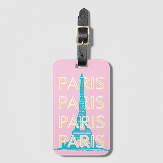 Parijs Reiskunst, Reiskunst, Preppy, Roze Bagagelabel (Voorkant (verticaal))