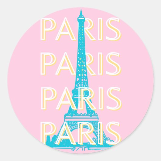 Parijs Reiskunst, Reiskunst, Preppy, Roze Ronde Sticker (Voorkant)