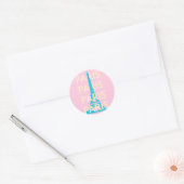 Parijs Reiskunst, Reiskunst, Preppy, Roze Ronde Sticker (Envelop)