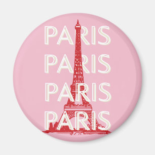 Parijs, Reiskunst, Retro Art, Roze Magneet