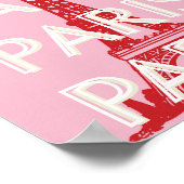 Parijs, Reiskunst, Retro Art, Roze Poster (Hoek)