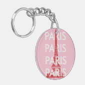 Parijs, Reiskunst, Retro Art, Roze Sleutelhanger (Voorkant Links)