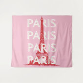 Parijs, Reiskunst, Retro Art, Roze Wandkleed (Voorkant (horizontaal))
